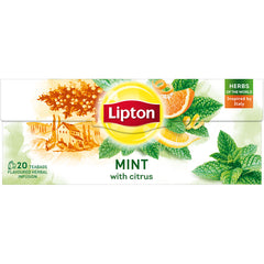 LIPTON Citrice si Menta, ceai, verde, 20pliculete