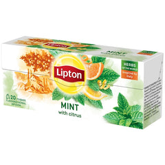 LIPTON Citrice si Menta, ceai, verde, 20pliculete