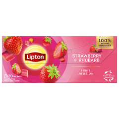 Ceai LIPTON Capsuni si Rubarba, fructe, 20pliculete
